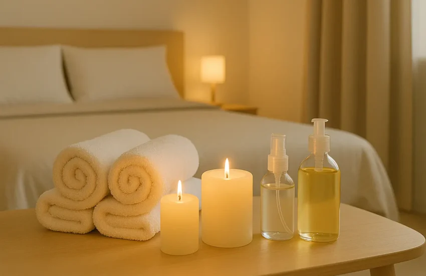 Table de massage pliable en bois pour massage à domicile.